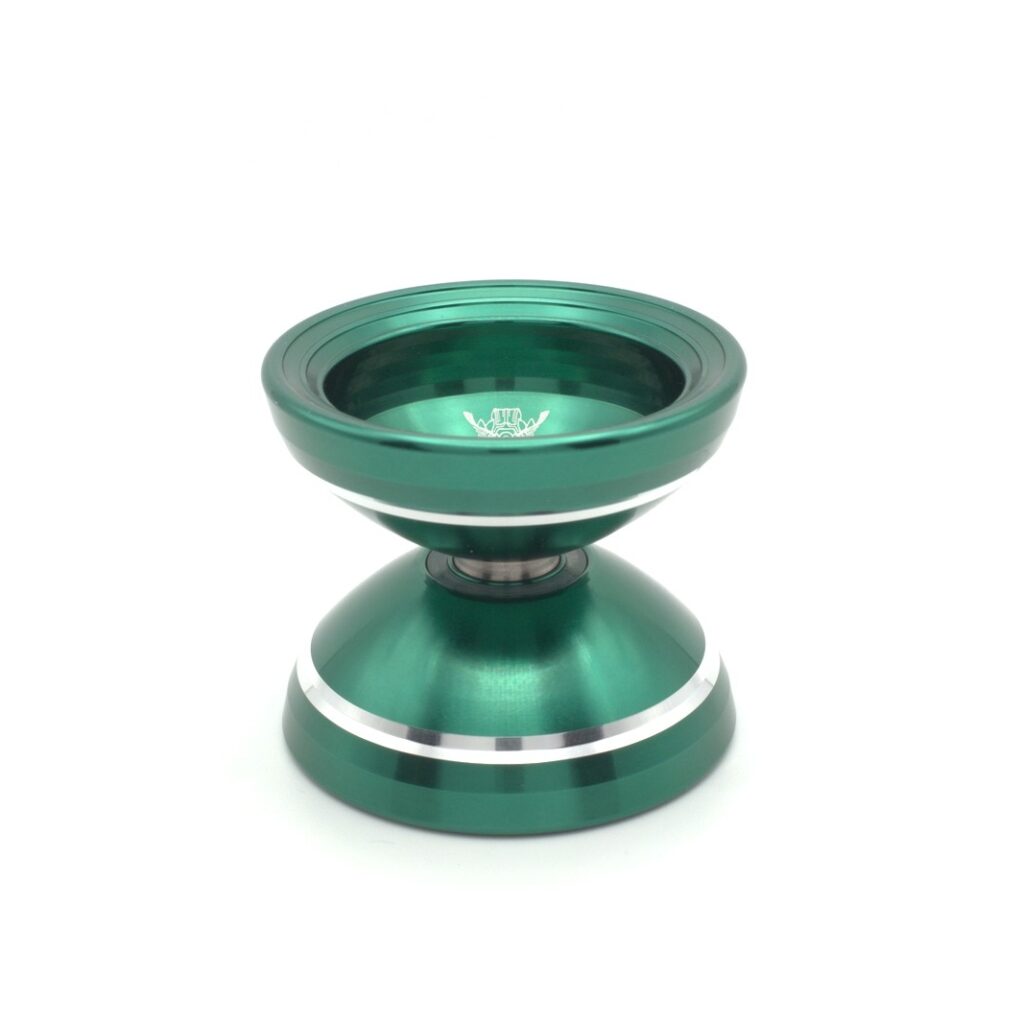 Green yoyo with shiny stripes